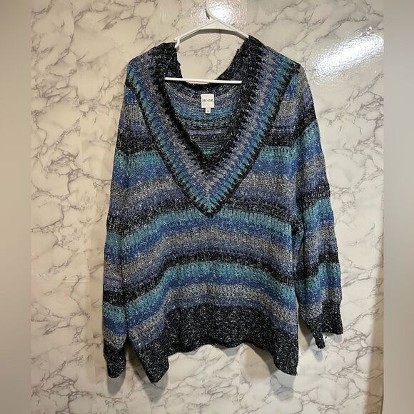 NIC+ZOE SAPPHIRE STRIPES SWEATER Size 2X - Picture 4 of 12